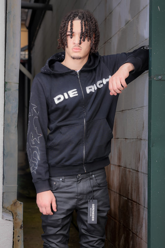 Die rich black hoodie